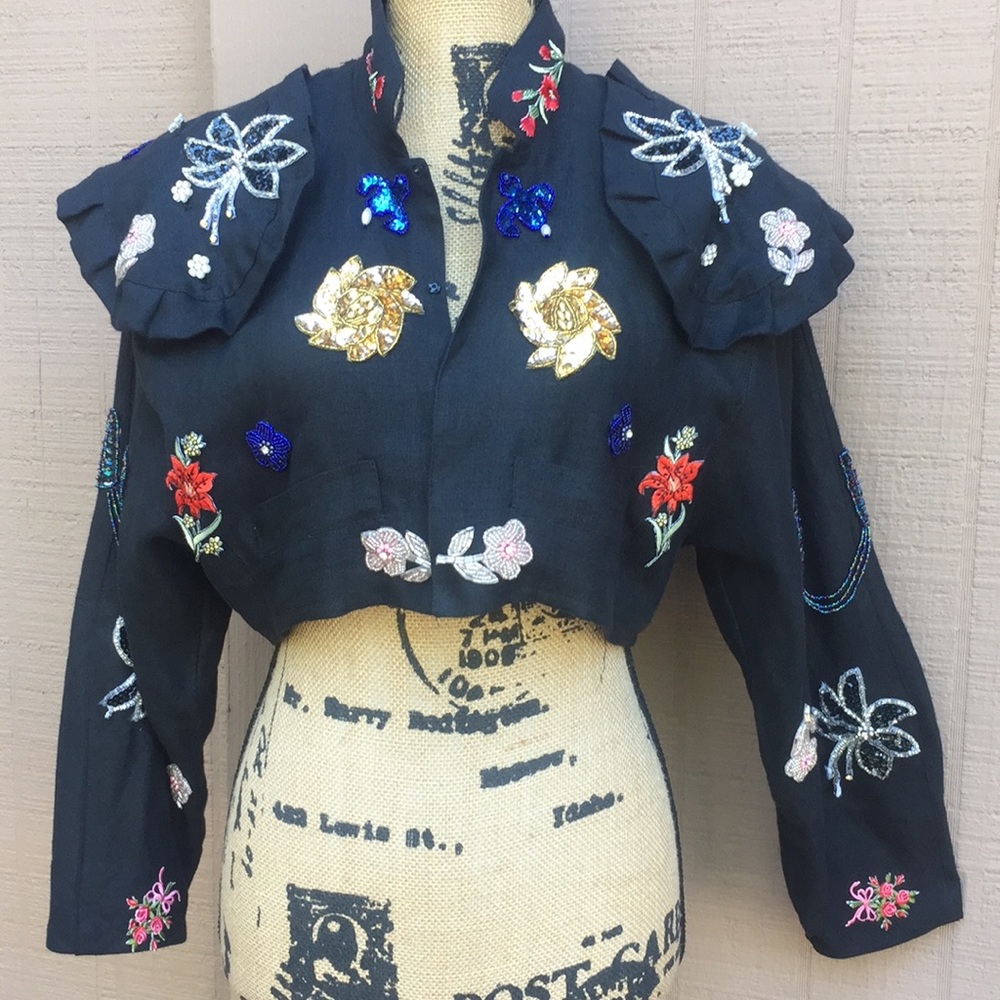 Sz S English Eccentrics Black Bolero Jacket EUC